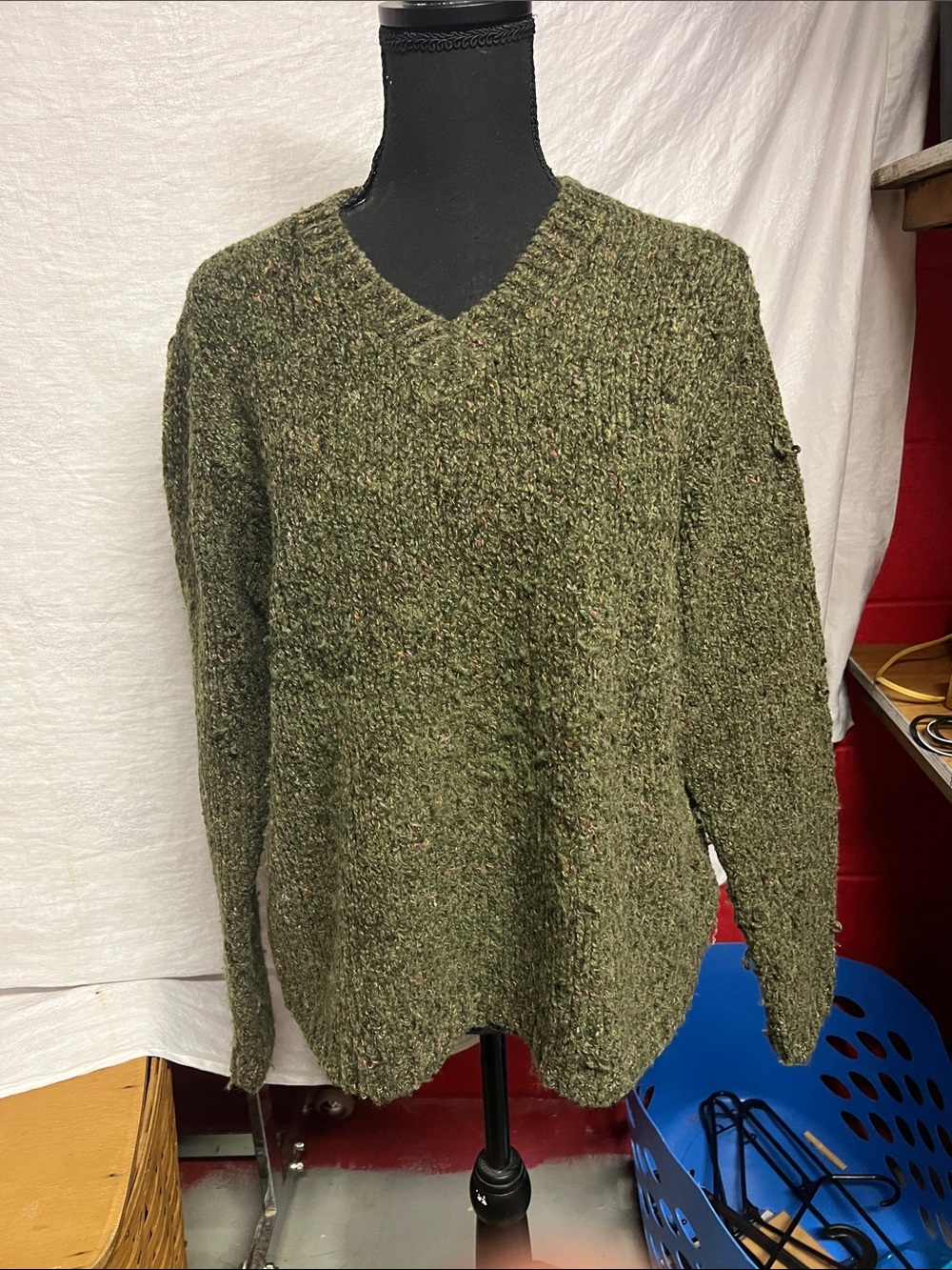 Sonoma Olive Textured V-Neck Sweater